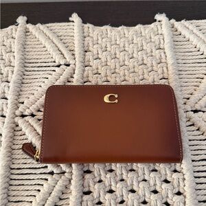 Coach CH806 Medium Zip Around Refined Leather Wallet Brass/ 1941 Saddle